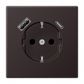 Розетка Jung LS серия Дарк SCHUKO® с USB-интерфейсом с 1 гнездо USB типа A и 1 гнездо USB типа C AL1520-15CAD-L