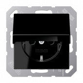 Розетка Jung A серия Чёрная с заземлением с откидной крышкой 16А/250В A1520KLSW