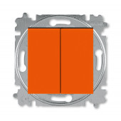 Выключатель ABB Levit оранжевый / дымчатый чёрный двухклавишный 2CHH590545A6066 3559H-A05445 66W