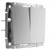 Выключатель Werkel Antik cеребряный рифленый двухклавишный проходной WL09-SW-2G-2W a035656 a051357
