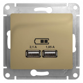 GSL000433 USB РОЗЕТКА A+A, 5В/2,1 А, 2х5В/1,05 А, механизм, ТИТАН Glossa Schneider Electric