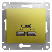 GSL001033 USB РОЗЕТКА A+A, 5В/2,1 А, 2х5В/1,05 А, механизм, ФИСТАШКОВЫЙ Glossa Schneider Electric