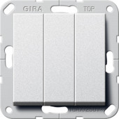 Выключатель Gira Event Алюминий 3-клавишный 1-полюсный 10А/250В (кнопочный) с винтовыми клеммами 284426