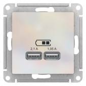 USB Розетка Schneider Electric Atlasdesign Жемчуг 5В, 1 порт x 2,1 А, 2 порта х 1,05 А, механизм ATN000433