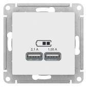USB Розетка Schneider Electric Atlasdesign Белый 5В, 1 порт x 2,1 А, 2 порта х 1,05 А, механизм ATN000133