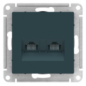 Розетка Schneider Electric Atlasdesign Изумруд двойная компьютерная RJ45+RJ45, кат.5E, механизм ATN000885