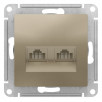 Розетка Schneider Electric Atlasdesign Шампань двойная компьютерная RJ45+RJ45, кат.5E, механизм ATN000585