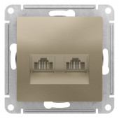 Розетка Schneider Electric Atlasdesign Шампань двойная компьютерная RJ45+RJ45, кат.5E, механизм ATN000585