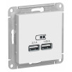 USB Розетка Schneider Electric Atlasdesign Белый 5В, 1 порт x 2,1 А, 2 порта х 1,05 А, механизм ATN000133