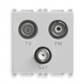 Розетка TV-FM-SAT Vimar Planaконцевая с 3 выходами английский стандарт, серебро 14303.SL