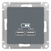 USB Розетка Schneider Electric Atlasdesign Грифель 5В, 1 порт x 2,1 А, 2 порта х 1,05 А, механизм ATN000733