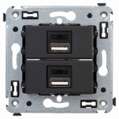 USB зарядное устройство в стену Черный матовый DKC Avanti 4412543
