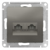 Розетка Schneider Electric Atlasdesign Сталь двойная компьютерная RJ45+RJ45, кат.5E, механизм ATN000985