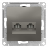 Розетка Schneider Electric Atlasdesign Сталь двойная компьютерная RJ45+RJ45, кат.5E, механизм ATN000985