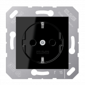 Розетка Jung CD серия Чёрная с заземлением с откидной крышкой 16А/250В CD5120BFSW