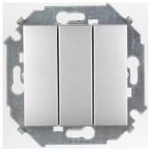 Выключатель Simon 15 алюминий трехклавишный, 10А 250В, винтовой зажим 1591391-033