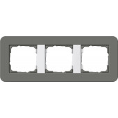 Рамка Gira E3 Темно-серый / Белый с белой подложкой 3 поста 0213413