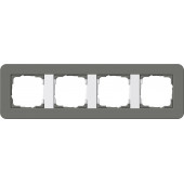 Рамка Gira E3 Темно-серый / Белый с белой подложкой 4 поста 0214413