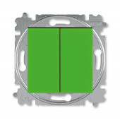 Переключатель ABB Levit зелёный / дымчатый чёрный двухклавишный 2CHH595245A6067 3559H-A52445 67W