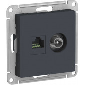 Розетка Schneider Electric Atlasdesign Грифель двойная ТВ + компьютерная RJ45, кат. 5Е ATN000789