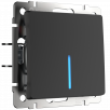 Выключатель Werkel Antik черный матовый одноклавишный с подсветкой WL08-SW-1G-LED a029871 a051599