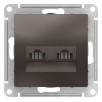 Розетка Schneider Electric Atlasdesign Мокко двойная компьютерная RJ45+RJ45, кат.5E, механизм ATN000685