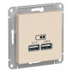 USB Розетка Schneider Electric Atlasdesign Бежевый 5В, 1 порт x 2,1 А, 2 порта х 1,05 А, механизм ATN000233