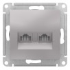 Розетка Schneider Electric Atlasdesign Алюминий двойная компьютерная RJ45+RJ45, кат.5E, механизм ATN000385