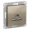 USB Розетка Schneider Electric Atlasdesign Шампань 5В, 1 порт x 2,1 А, 2 порта х 1,05 А, механизм ATN000533