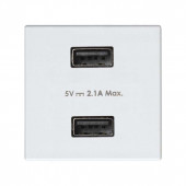 Зарядное устройство USB Simon 27 белый 5В, 2.1А + Накладка 2701096-030