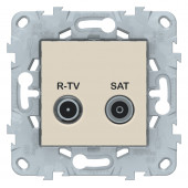 Розетка R-TV/ SAT Schneider Electric Unica Studio Бежевый проходная NU545644