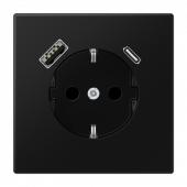 Розетка Jung LS серия матовый чёрный графит SCHUKO® с USB-интерфейсом с 1 гнездо USB типа A и 1 гнездо USB типа C LS1520-15CASWM
