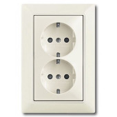 Розетка ABB Basic 55 chalet-white SCHUKO 16А 250В двойная с защитными шторками 2CKA002021A0382 20-02 EUJKS-96