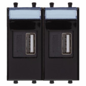 USB зарядное устройство модульное Черный квадрат 2 модуля DKC Avanti 4402542