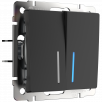 Выключатель Werkel Antik черный матовый двухклавишный проходной с подсветкой WL08-SW-2G-2W-LED a029877 a051598