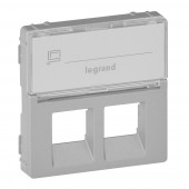 Лицевая панель Legrand Valena Life Алюминий для двойных розеток телефонных/информационных с держателем маркировки 755482