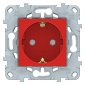 Розетка Schneider Electric Unica Studio Красный с заземлением, со шторками, винтовой зажим, 16 А, 250 В NU503703