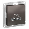 USB Розетка Schneider Electric Atlasdesign Мокко 5В, 1 порт x 2,1 А, 2 порта х 1,05 А, механизм ATN000633