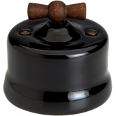 Выключатель Fontini Garby черная керамика однополюсный 10AX - 250V~ ручка состарен.дерево 30306292