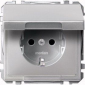 Механизм розетки Merten Artec алюминий SCHUKO с крышкой MTN2310-4060