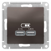 USB Розетка Schneider Electric Atlasdesign Мокко 5В, 1 порт x 2,1 А, 2 порта х 1,05 А, механизм ATN000633