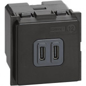 Зарядка USB Bticino Living Now черная тип C 3A 2 K4286C2