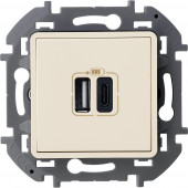 Зарядное устройство с двумя USB-разьемами A-C 240В/5В 3000мА Слоновая кость Legrand INSPIRIA 673761