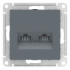 Розетка Schneider Electric Atlasdesign Грифель двойная компьютерная RJ45+RJ45, кат.5E, механизм ATN000785