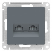 Розетка Schneider Electric Atlasdesign Грифель двойная компьютерная RJ45+RJ45, кат.5E, механизм ATN000785