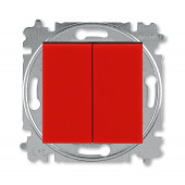 Выключатель ABB Levit красный / дымчатый чёрный двухклавишный 2CHH590545A6065 3559H-A05445 65W