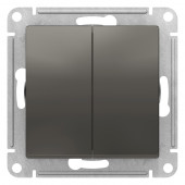 Двухклавишный переключатель Schneider Electric Atlasdesign Сталь сх.6/2, 10АХ, механизм ATN000965