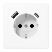 Розетка Jung LS серия белая SCHUKO® с USB-интерфейсом с 1 гнездо USB типа A и 1 гнездо USB типа C LS серия белая LS1520-15CAWW