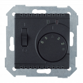 Термостат Simon 82 графит с датчиком в пол (зондом) с выключателем 82504-38