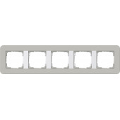 Рамка Gira E3 Серый / Белый с белой подложкой 5 постов 0215412